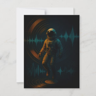 Postal Astronauta flotando en arte de sonido Glitchwave