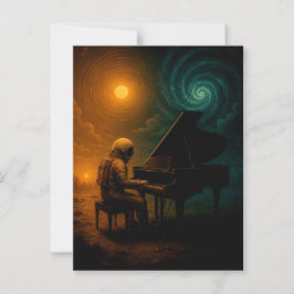 Postal Astronauta juega al piano en realidad dividida - s