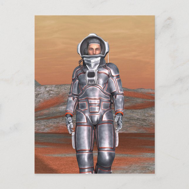 Postal Astronauta Marte - Explorador Espacial en Planeta  (Anverso)