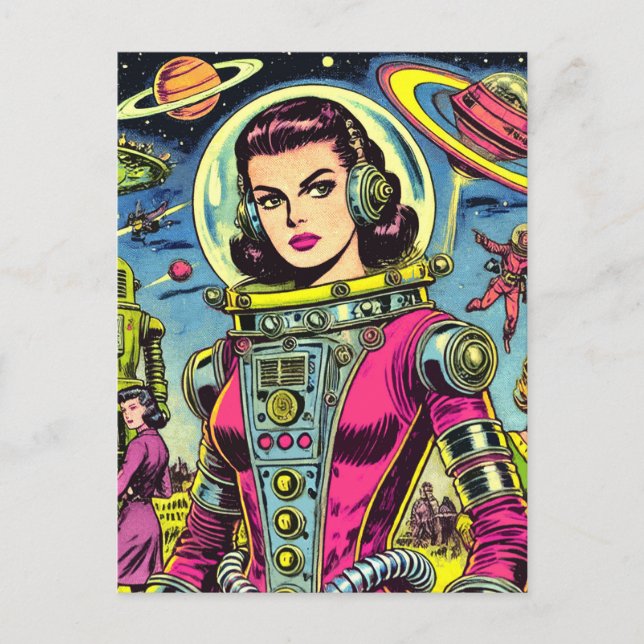 Postal Astronauta vintage Sci-Fi Comics (Anverso)