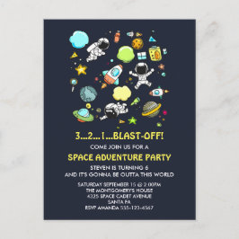 Postal Astronautas del espacio ultraterrestre y fiesta de