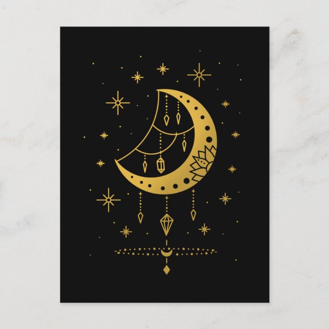 Postal Astronomía Creciente Espiritual Dreamcatcher Moon (Anverso)