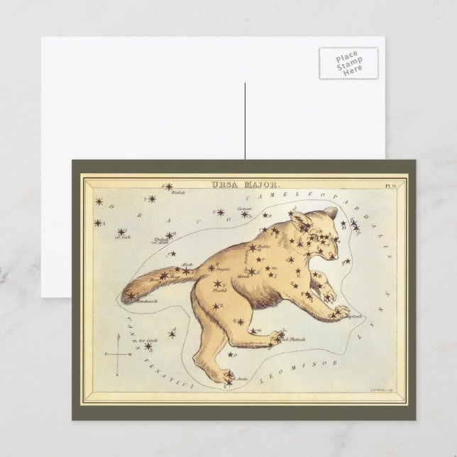 Postal Astronomía de época, Constelación de Ursa Mayor, O (Anverso / Reverso)