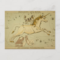 Astronomía vintage astrología Monoceros unicornio