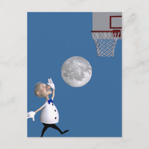 Postal Astrónomo jugando básquetbol