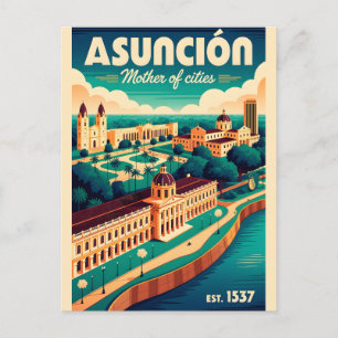 Postal Asunción Vintage Paraguay Madre de Ciudades Retro