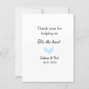 Postal ata gracias el nudo corazón azul boda rústica