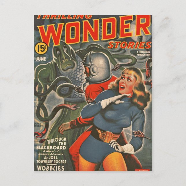 Postal Atacan a viajeros espaciales por el monstruo del T (Anverso)