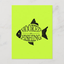 Postal Ataque a la pesca, diseño de pescado divertido, to