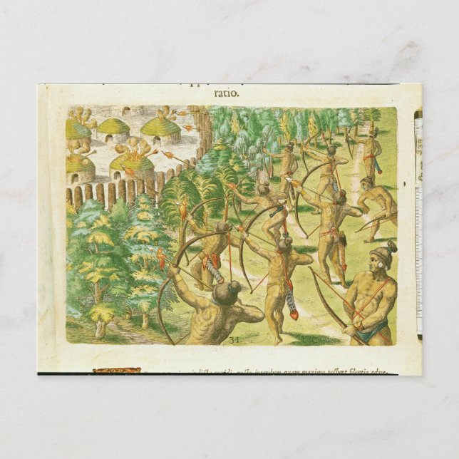 Postal Ataque a una aldea india (Anverso)