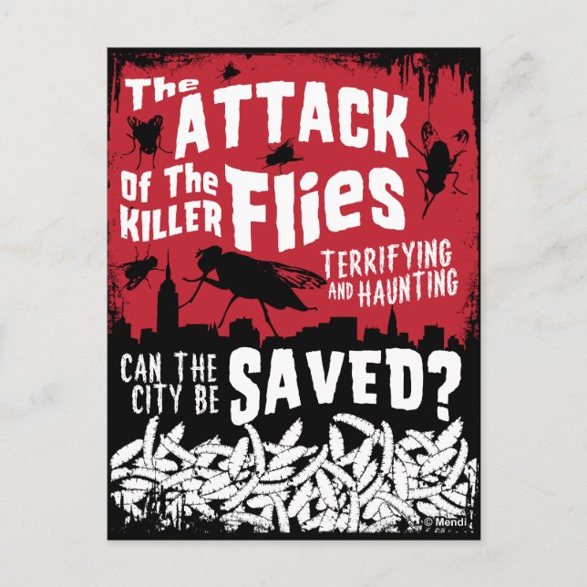 Postal ¡Ataque de moscas! (Anverso)