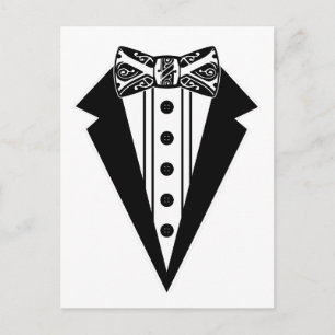 Postal Ataque de remolque negro y blanco con tux