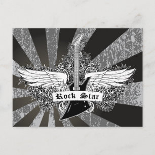 Postal Ataques eléctricos de estrella de rock blanco negr