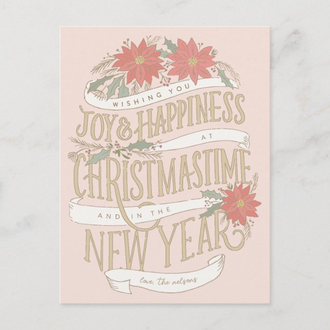 Postal Ataques y pancartas de Poinsettia (Anverso)