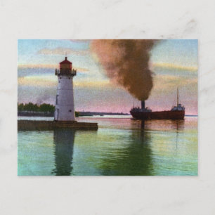 Postal Atardecer a la luz superior, Sault Ste. Marie, MI 