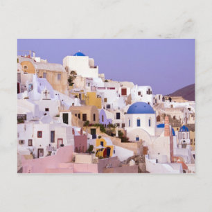 Postal Atardecer al óleo, Santorini 2