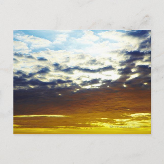 Postal Atardecer amarillo azul celeste con nubes (Anverso)