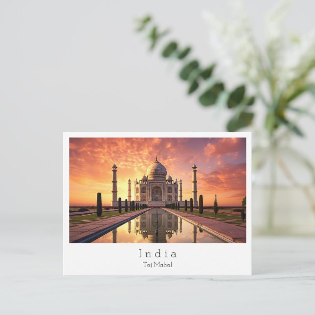 Postal Atardecer con Taj Mahal Agra, India (Anverso de pie)