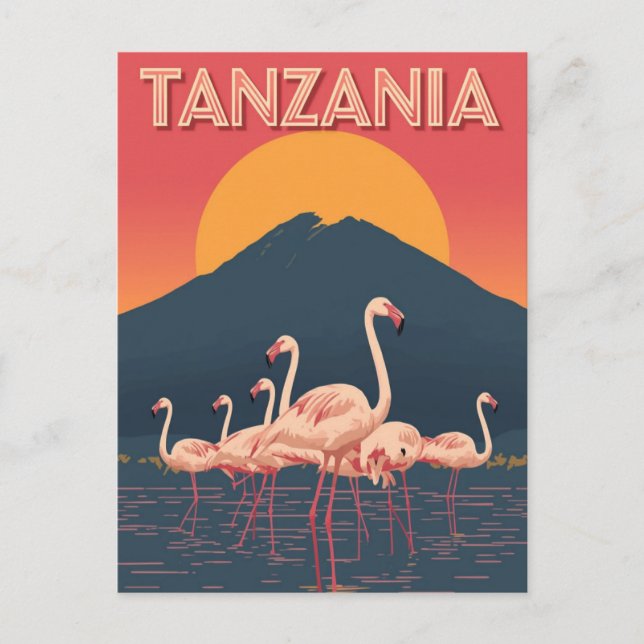 Postal Atardecer de flamencos en Tanzania (Anverso)