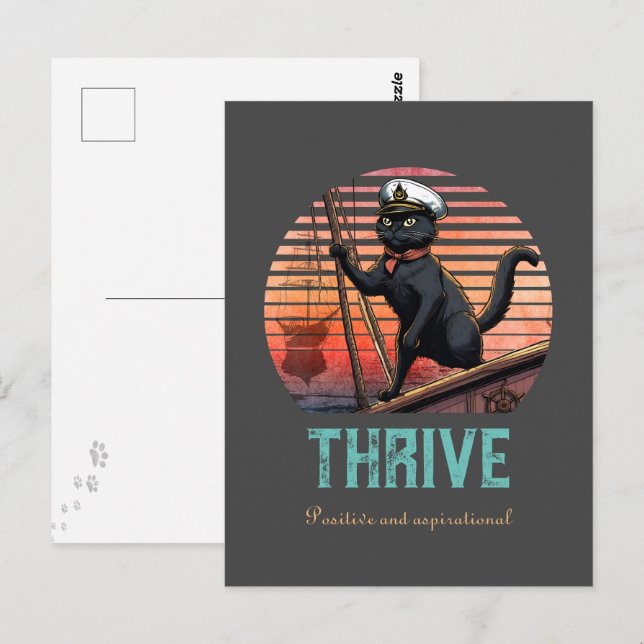 Postal Atardecer de gato negro: un viaje a VIAJAR (Anverso / Reverso)