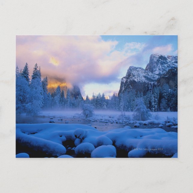 Postal Atardecer de invierno en el Parque Nacional Yosemi (Anverso)