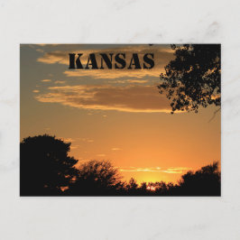 Postal Atardecer de Kansas con siluetas de árboles Tarjet