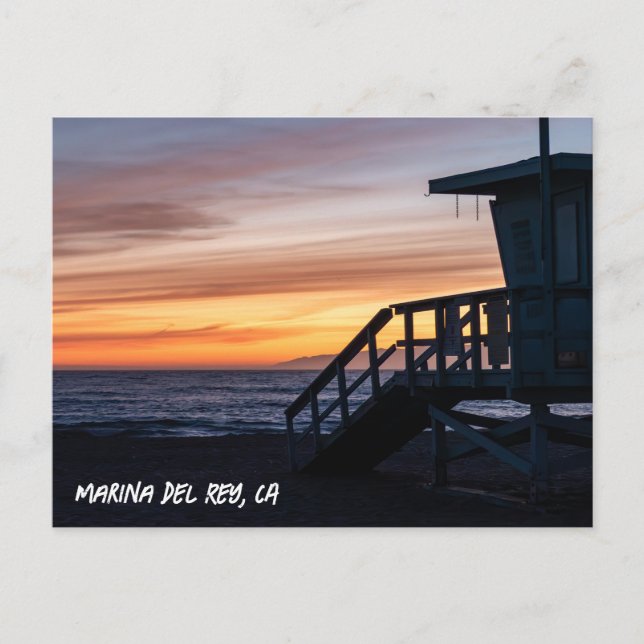 Postal Atardecer de la Hora Dorada - Marina Del Rey, CA (Anverso)