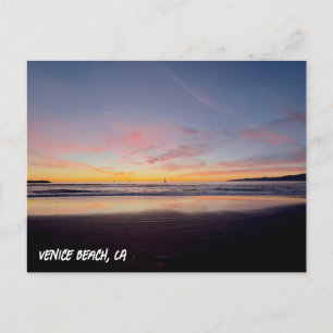 Postal Atardecer de la Hora Dorada - Playa de Venecia, CA