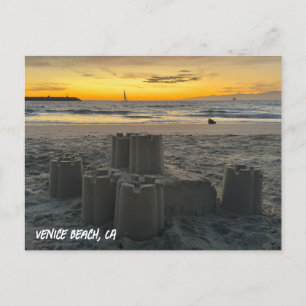 Postal Atardecer de la Hora Dorada - Playa de Venecia, CA