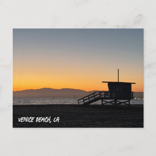 Postal Atardecer de la Hora Dorada - Playa de Venecia, CA (Anverso)