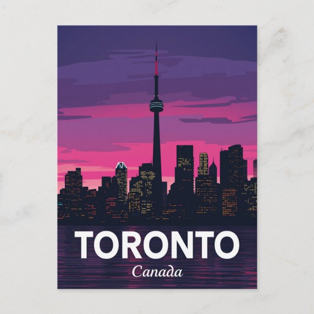 Postal Atardecer de la Torre de la Ciudad de Toronto (Anverso)