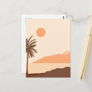 Postal Atardecer de palmera, Isla, Arte abstracto boho