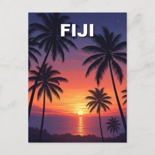 Postal Atardecer de palmeras en Fiyi