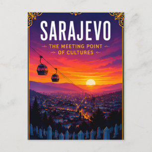 Postal 🌅 Atardecer de Sarajevo Silueta del cielo Recuerd