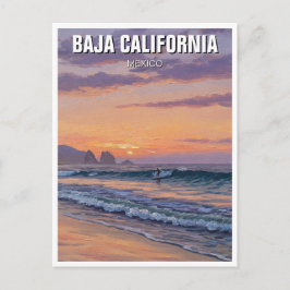 Postal Atardecer de surfista Baja California