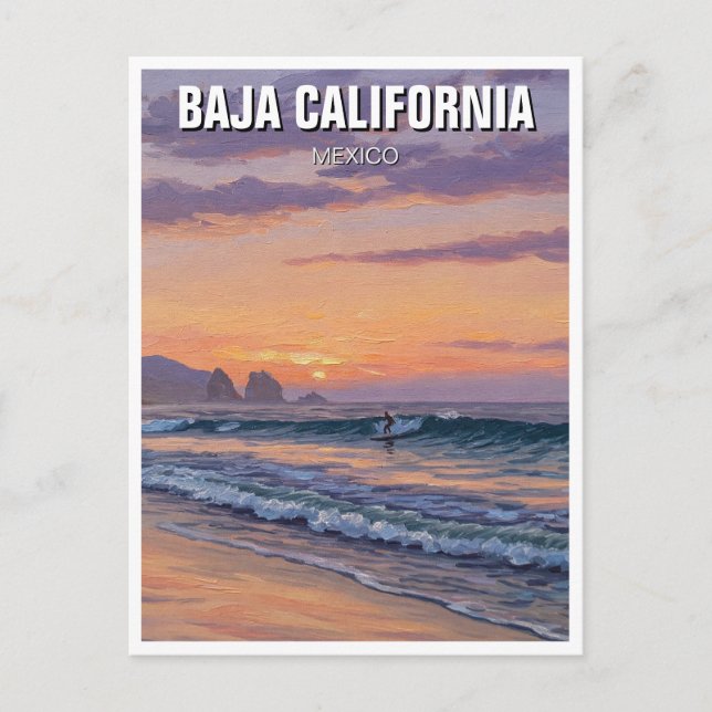 Postal Atardecer de surfista Baja California (Anverso)