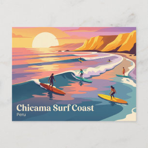 Postal Atardecer de surfista moderno Chicama Perú