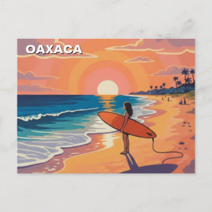 Postal Atardecer de surfista moderno Oaxaca México