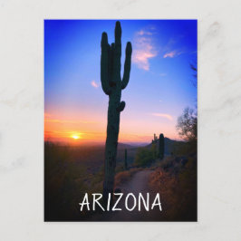 Postal Atardecer del Cactus Saguaro de Arizona Recuerdo d