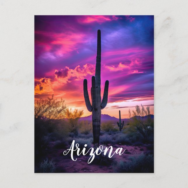 Postal Atardecer del desierto del suroeste de Arizona Sag (Anverso)