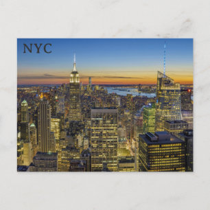 Postal Atardecer del horizonte de la ciudad de Nueva York