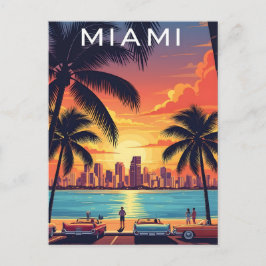 Postal Atardecer del horizonte de Miami