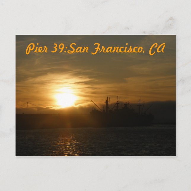 Postal Atardecer desde el muelle 39:San Francisco,CA post (Anverso)