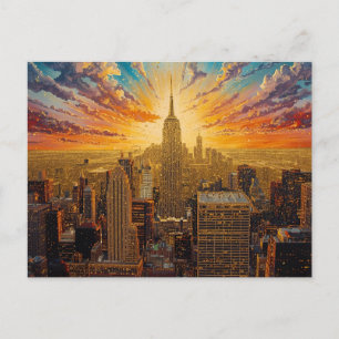 Postal Atardecer dorado sobre el horizonte de la ciudad d