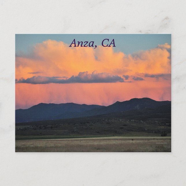 Postal Atardecer en Anza, CA (Anverso)