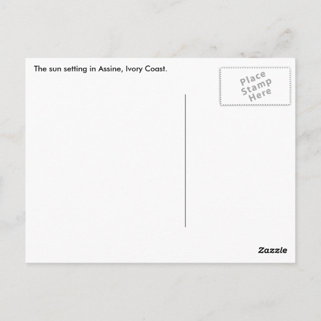 Postal Atardecer en Assinie, Costa de Marfil (Reverso)