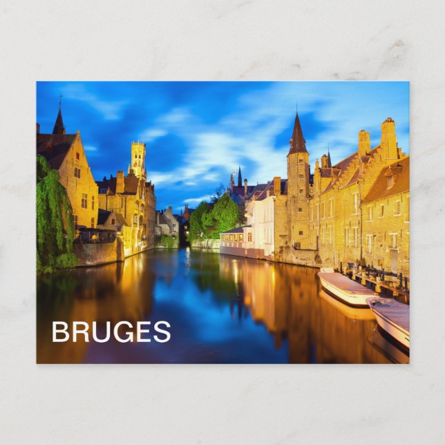 Postal Atardecer en Brujas. Bélgica (Anverso)
