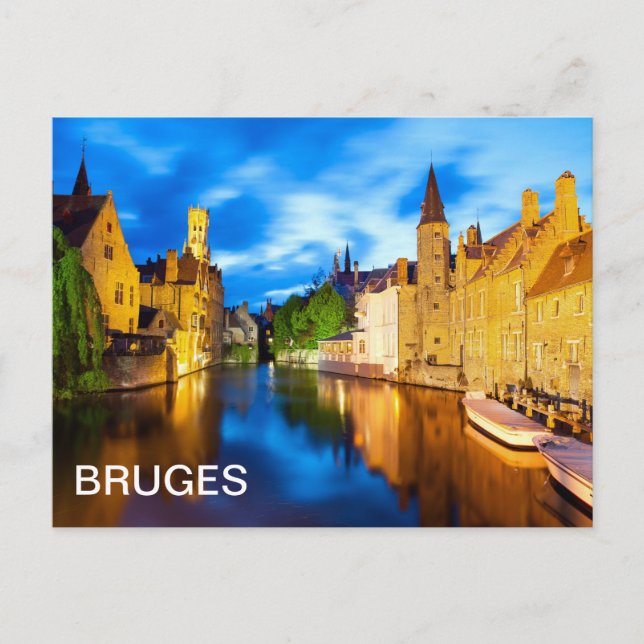 Postal Atardecer en Brujas. Bélgica (Anverso)