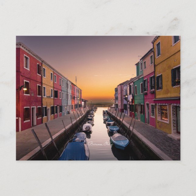 Postal Atardecer en Burano, Italia (Anverso)