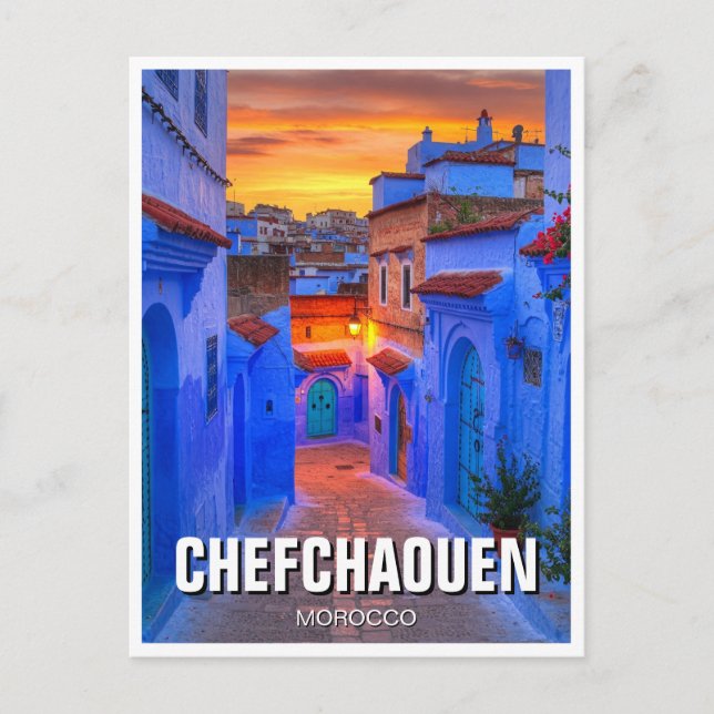 Postal Atardecer en Chefchaouen Marruecos Viajes (Anverso)